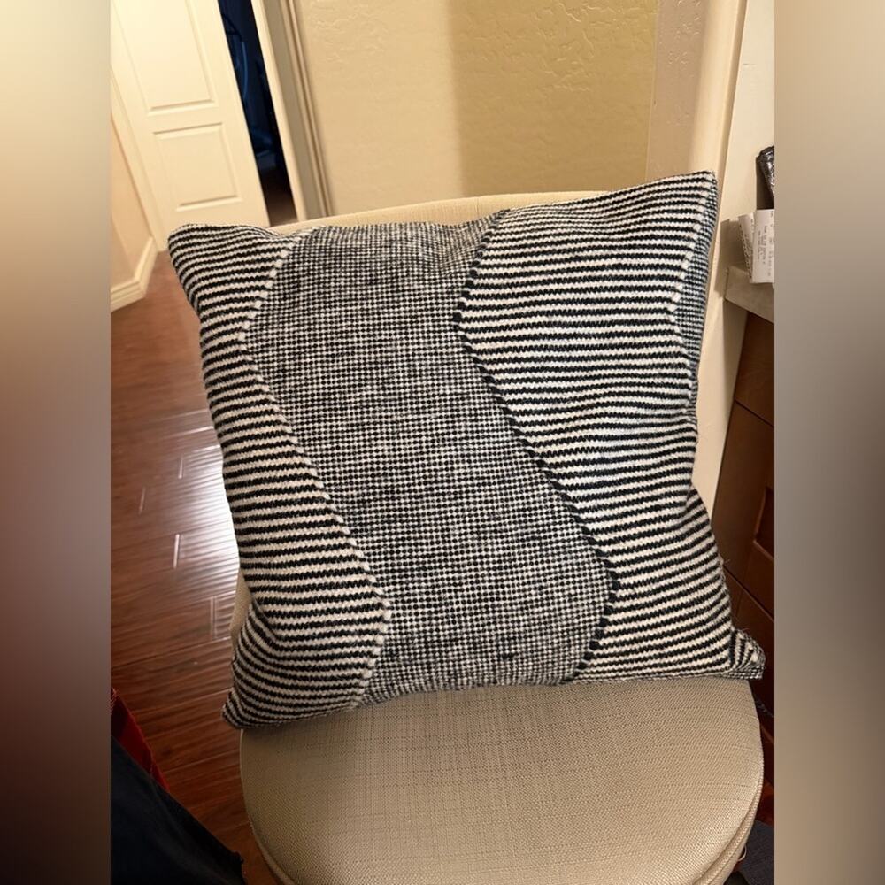 CB2 Black and White Pillow 23”